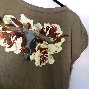 Western Longhorn Olive Green Fashion Shirt